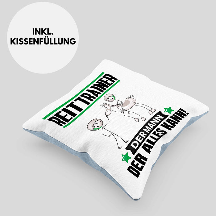 Reittrainer Kissen mit Füllung 40x40 Geschenk für Reittrainer Der Mann Der Alles Kann Geschenkidee zum Geburtstag (Grau) Blau Trendation
