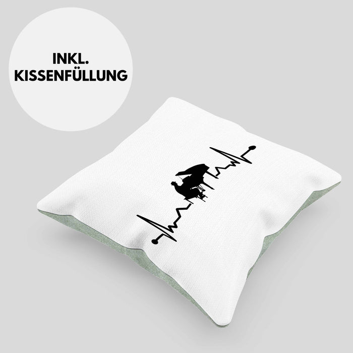 Piano-Spieler Kissen mit Füllung 40x40 Geschenk Klavier Geschenkidee Flügel Musiker Klavier Klavier-Spieler Herzschlag (Grau) Grün Trendation