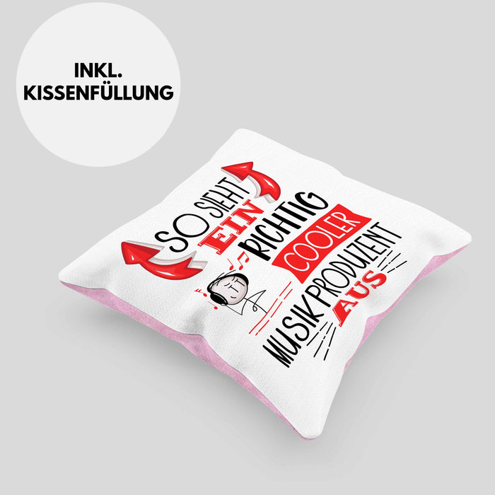 So Sieht Ein Richtig Cooler Musikproduzent Aus Kissen mit Füllung 40x40 Geschenk für Produzenten Geburtstag Geschenkdiee (Grau) Rosa Trendation