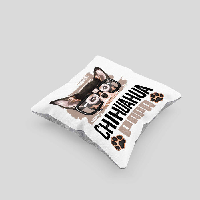 Chihuahua Papa Besitzer Kissen mit Füllung 40x40 Geschenk Lustiger Spruch Geschenkidee Chihuahua Liebhaber (Grau) Grau Trendation