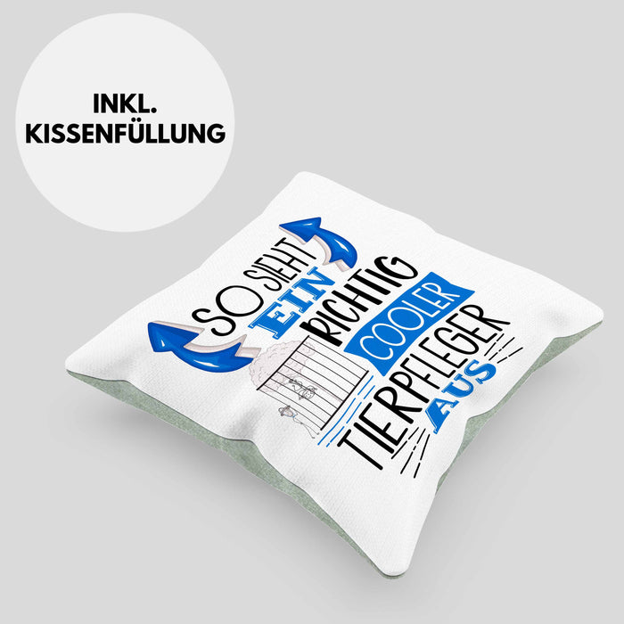 Tierpfleger Kissen mit Füllung 40x40 So Sieht Ein Richtig Cooler Tierpfleger Aus Geschenk Lustiger Spruch Geschenkidee (Grau) Grün Trendation