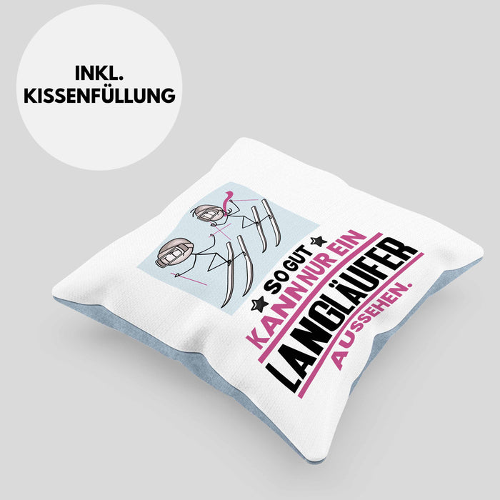 Langläufer Geschenk Kissen mit Füllung 40x40 So Gut Kann Nur Ein Langläufer Aussehen Geschenkidee (Grau) Blau Trendation