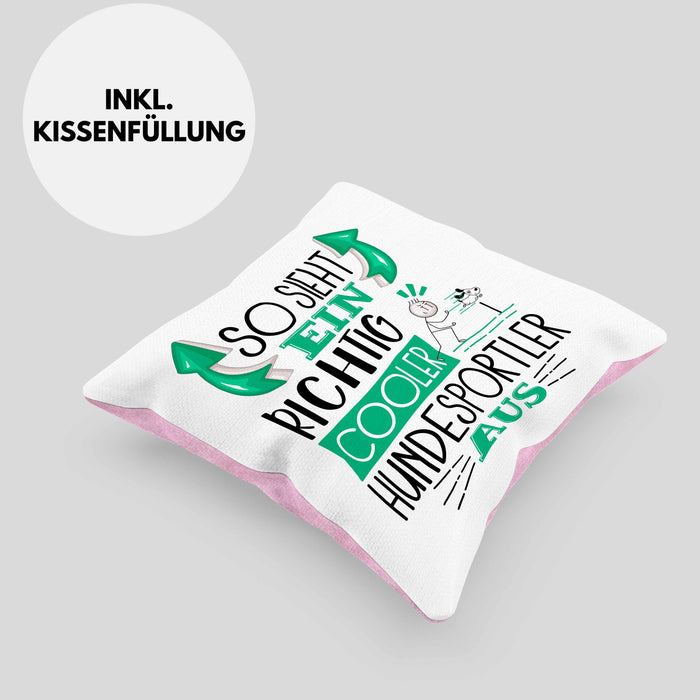 Hundesportler Kissen mit Füllung 40x40 So Sieht Ein Richtig Cooler Hundesportler Aus Geschenk Lustiger Spruch Geschenkidee (Grau) Rosa Trendation