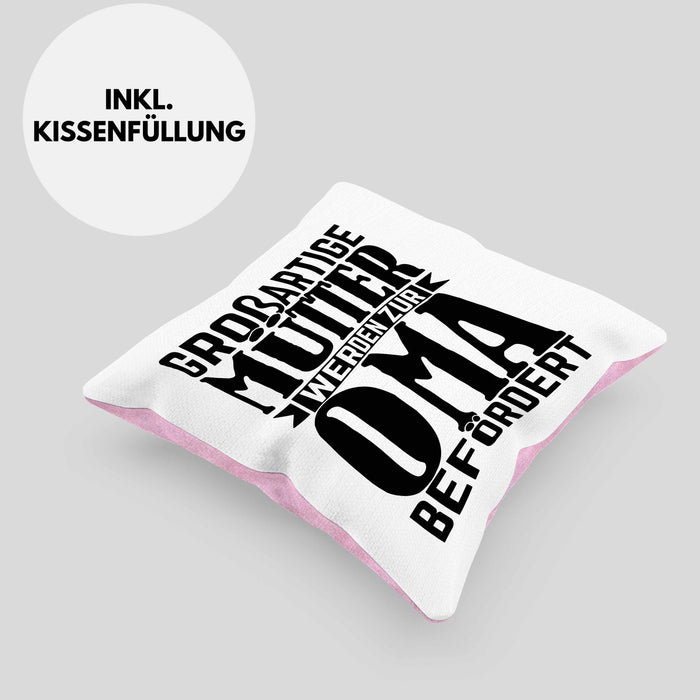 Oma Geschenk Kissen mit Füllung 40x40 Beste Oma Geschenkidee Geburtstag Muttertag Großartige Mütter Werden Zur Oma Befördert (Grau) Rosa Trendation