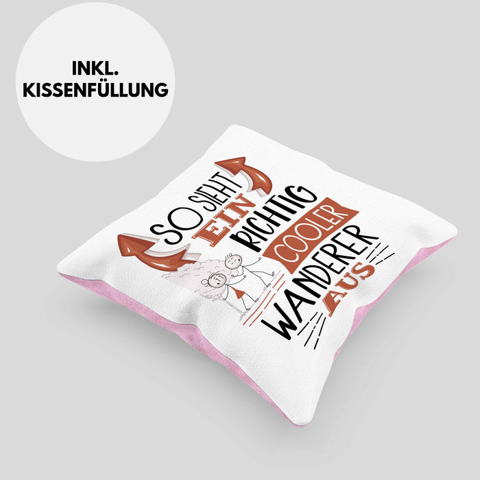 So Sieht Ein Richtig Cooler Wandern Aus Geschenk Kissen mit Füllung 40x40 Lustiger Spruch Geschenkidee (Grau) Rosa Trendation