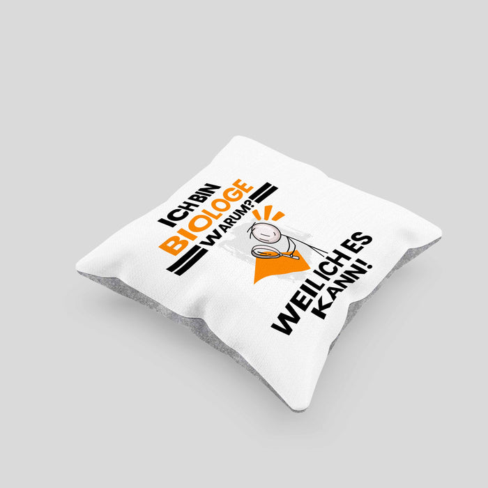 Biologe Geschenk Kissen mit Füllung 40x40 Lustiger Spruch Ich Bin Biologe Warum Weil Ich Es Kann Geschenkidee Bester Biologe Geburtstag (Grau) Grau Trendation