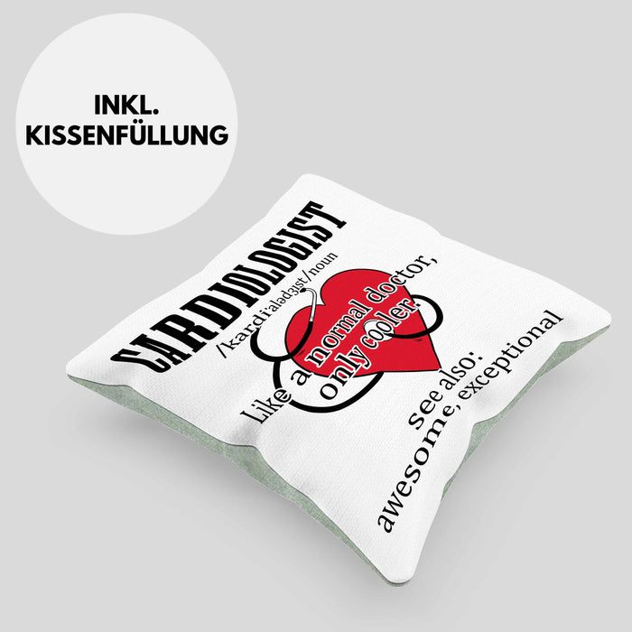 Kardiologe Geschenk Kissen mit Füllung 40x40 Cardiologist Definition Ekg Herz Kardiologie (Grau) Grün Trendation