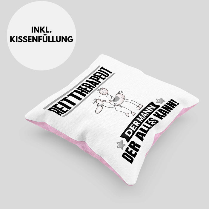 Reittherapeut Kissen mit Füllung 40x40 Geschenk für Reittherapeut Der Mann Der Alles Kann Geschenkidee zum Geburtstag (Grau) Rosa Trendation