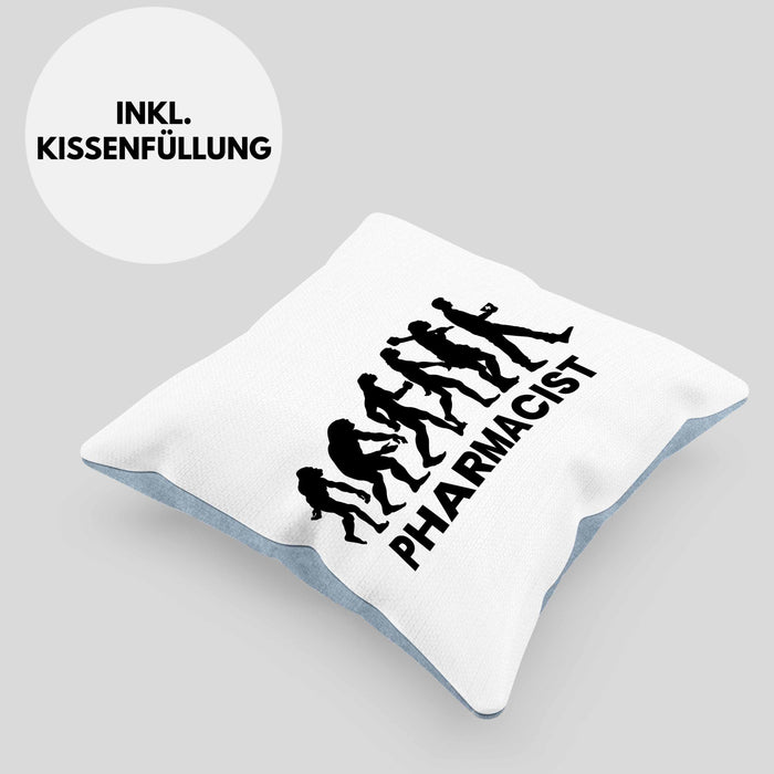 Apotheker Kissen mit Füllung 40x40 Geschenk Apothekerin Geschenkidee Evolution (Grau) Blau Trendation