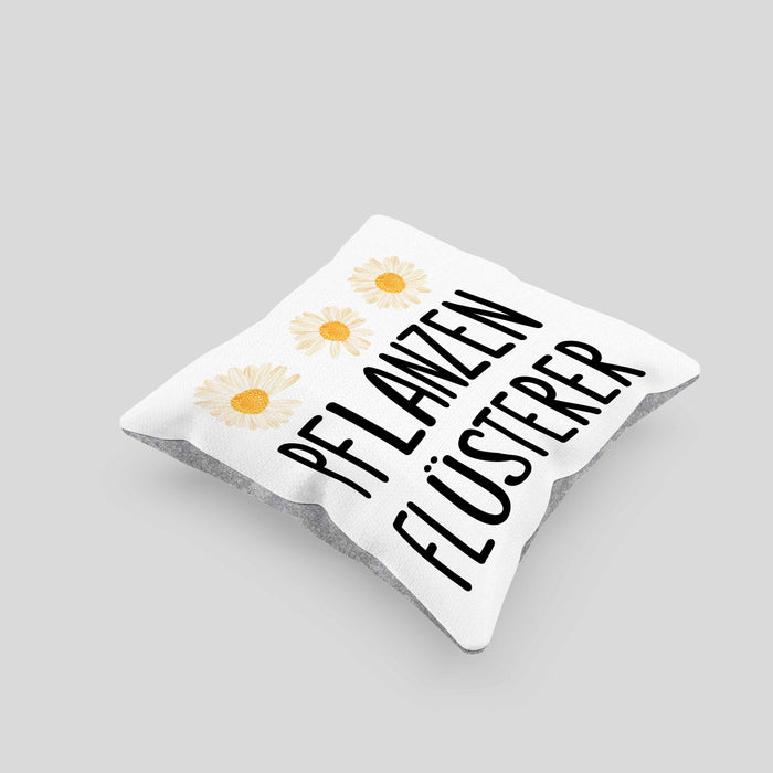Pflanzenflüsterer Gärtner Kissen mit Füllung 40x40 mit Spruch Garten Hobbygärtner Geschenk Lustig Gärtnerin Geschenkidee (Grau) Grau Trendation