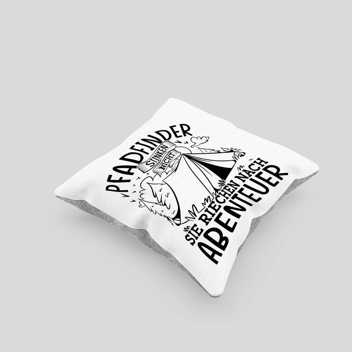Pfadfinder Kissen mit Füllung 40x40 Geschenk Pfadfinder Stinken Nicht Sie Riechen Nach Abenteuer (Grau) Grau Trendation