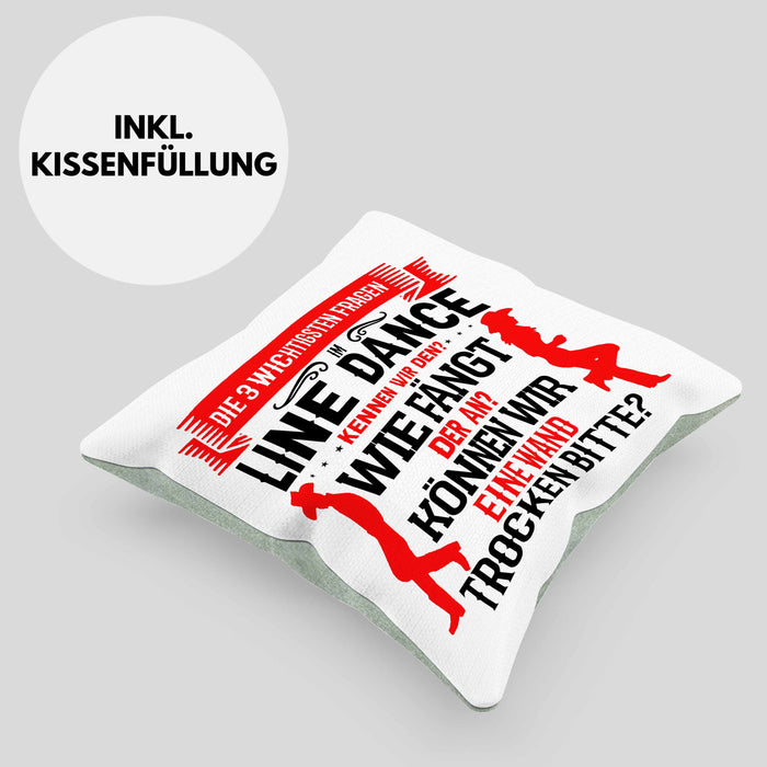 Line Dance Kissen mit Füllung 40x40 Geschenk Spruch Linedance KafffeeKissen mit Füllung 40x40 Sprüche (Grau) Grün Trendation