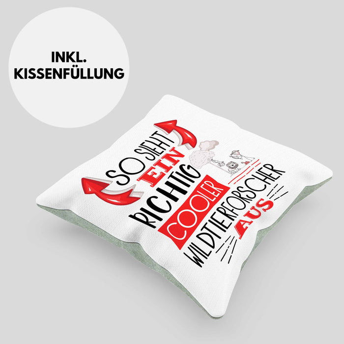 Wildtierforscher Kissen mit Füllung 40x40 So Sieht Ein Richtig Cooler Wildtierforscher Aus Geschenk Lustiger Spruch Geschenkidee (Grau) Grün Trendation