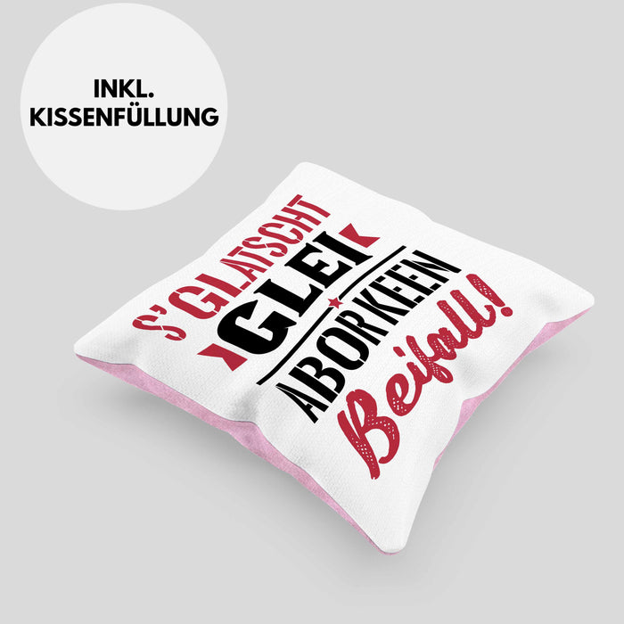 Sachsen Kissen mit Füllung 40x40 Sprüche "Es klatscht glei" Sächsisch Ossi Geschenk Kaffee-Kissen mit Füllung 40x40 (Grau) Rosa Trendation
