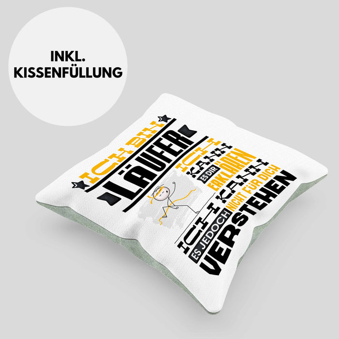 Läufer Geschenk Kissen mit Füllung 40x40 Geschenkidee für Läufer Geburtstag Lustiger Spruch Ich Bin Läufer Ich Kann Es Dir Erklären Aber Nicht Für Dich Verstehen (Grau) Grün Trendation