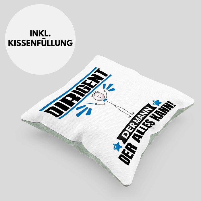 Dirigent Kissen mit Füllung 40x40 Geschenk für Dirigent Der Mann Der Alles Kann Geschenkidee zum Geburtstag (Grau) Grün Trendation