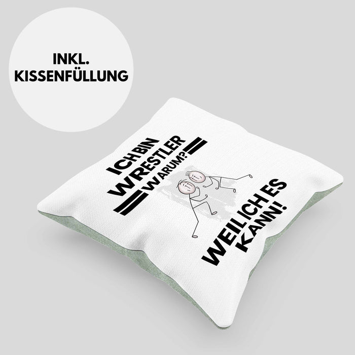 Wrestler Geschenk Kissen mit Füllung 40x40 Lustiger Spruch Ich Bin Wrestler Warum Weil Ich Es Kann Geschenkidee Bester Wrestler Geburtstag (Grau) Grün Trendation