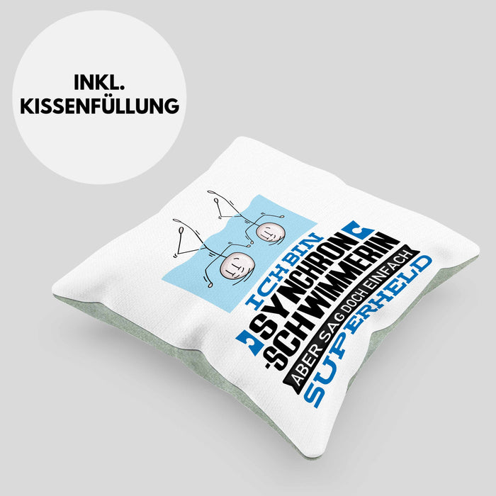 Synchronschwimmerin Geschenk Kissen mit Füllung 40x40 Ich Bin Synchronschwimmerin Aber Sag Doch Einfach Superheld Lustige Geschenkdiee für Synchronschwimmerin (Grau) Grün Trendation
