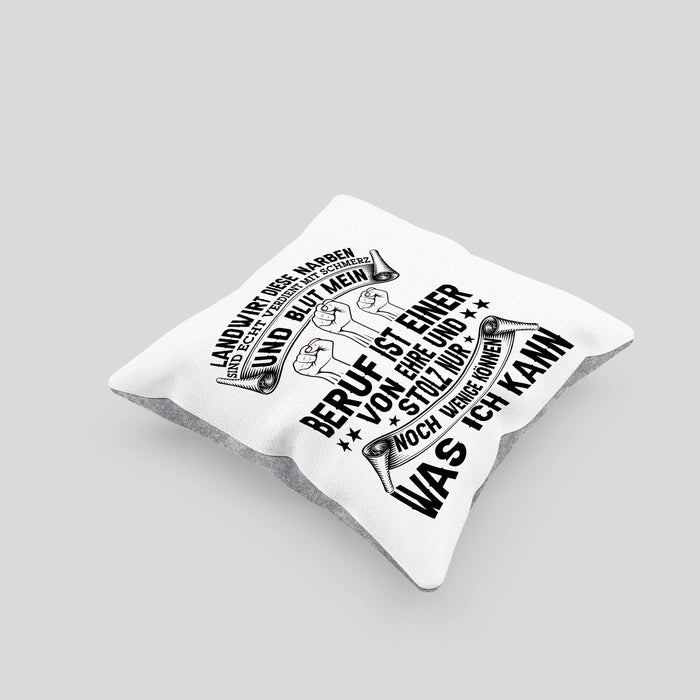 Landwirt Kissen mit Füllung 40x40 Geschenk Diese Narben Sind Echt Geschenkidee Bauer Bauernhof (Grau) Grau Trendation