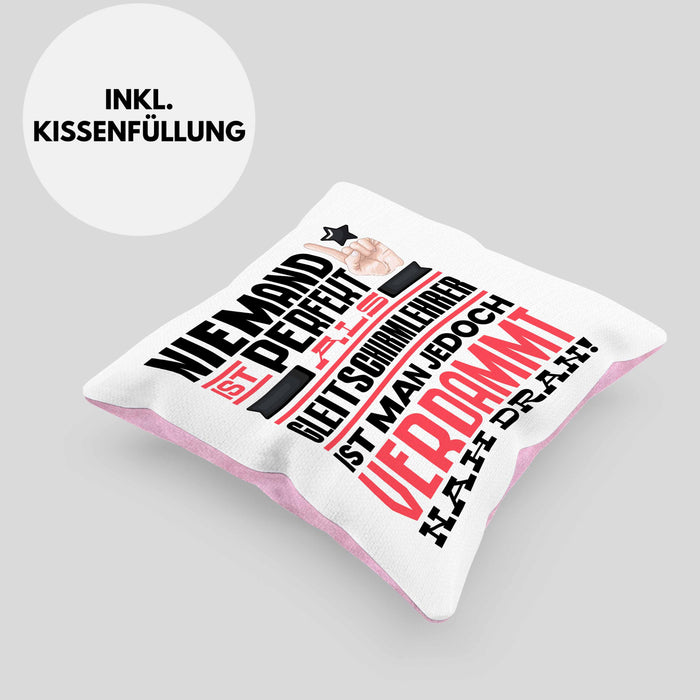 Gleitschirmlehrer Geschenk Kissen mit Füllung 40x40 Lustige Geschenkidee für Gleitschirmlehrer Geburtstag Niemand Ist Perfekt Aber Als Gleitschirmlehrer Ist Man Nah Dran (Grau) Rosa Trendation