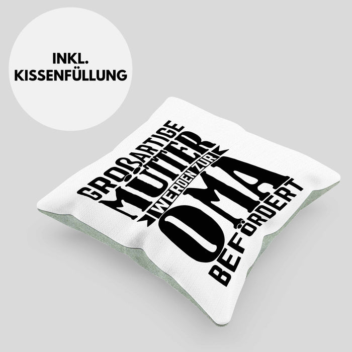 Oma Geschenk Kissen mit Füllung 40x40 Beste Oma Geschenkidee Geburtstag Muttertag Großartige Mütter Werden Zur Oma Befördert (Grau) Grün Trendation