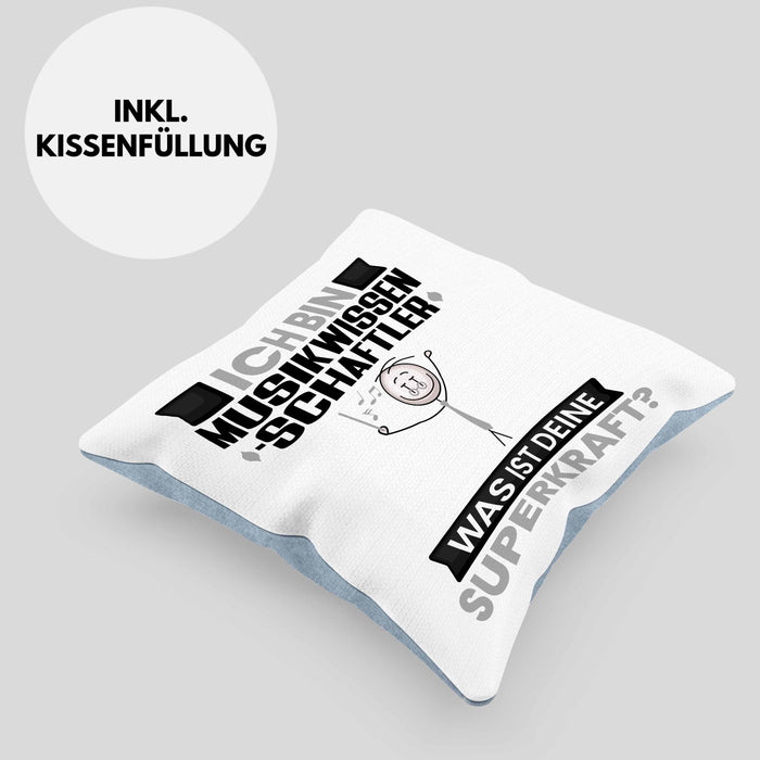 Musikwissenschaftler Kissen mit Füllung 40x40 Geschenk für Musikwissenschaftler Geburtstag Lustiger Spruch Was Ist Deine Superkraft (Grau) Blau Trendation