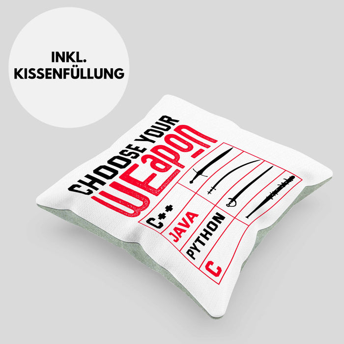 Prorgammierer Kissen mit Füllung 40x40 Geschenk Programmiersprachen Nerd Geschenkdiee Informatiker Spruch (Grau) Grün Trendation