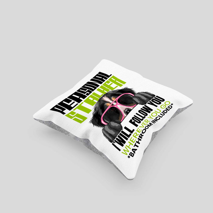 Berner Sennen Besitzerin Kissen mit Füllung 40x40 Geschenk Lustiger Spruch Geschenkidee Personal Stalker (Grau) Grau Trendation