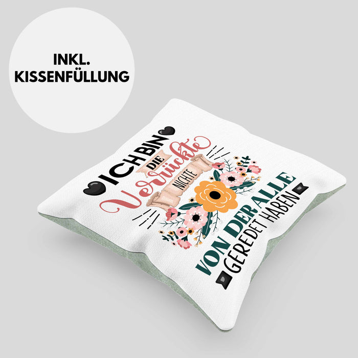 Nichte Kissen mit Füllung 40x40 Geschenk Lustiger Spruch Geschenkidee Ich Bin Die Verrückte Nichte Von Der Alle Geredet Haben (Grau) Grün Trendation