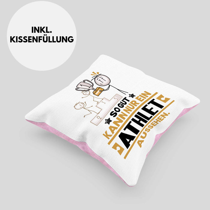 Athlet Geschenk Kissen mit Füllung 40x40 So Gut Kann Nur Ein Athlet Aussehen Geschenkidee (Grau) Rosa Trendation