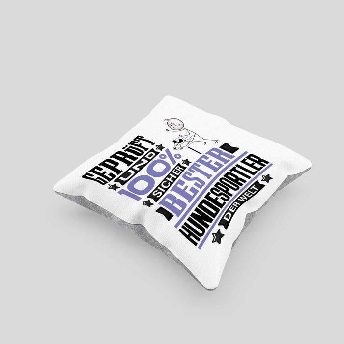 Hundesportler Geschenk Lustiger Spruch für Hundesportler Geschenkidee Bester Hundesportler Der WeltKissen mit Füllung 40x40 (Grau) Grau Trendation