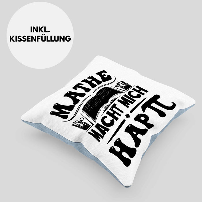 Mathe-Lehrer Kissen mit Füllung 40x40 Geschenkidee Mathe Macht Mit Happy Mathe-Liebhaber Geschenk Geburtstag Weihnachten Mathestudent (Grau) Blau Trendation
