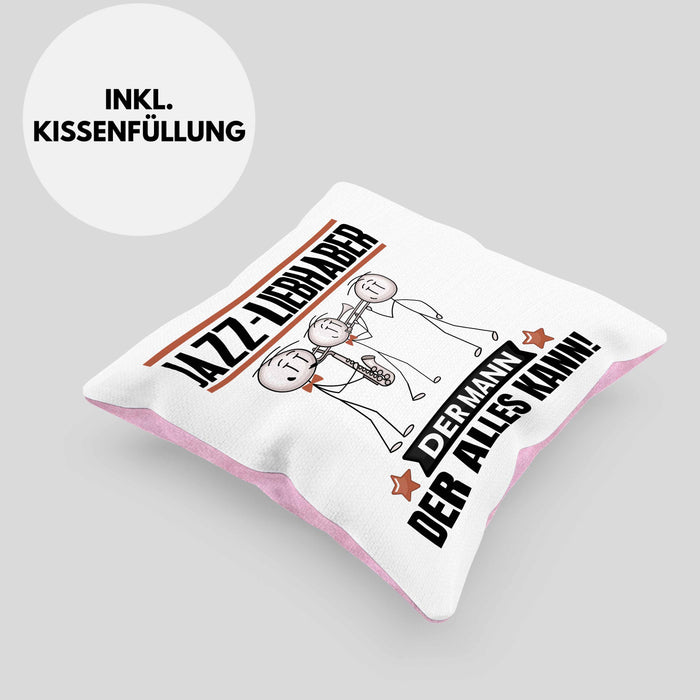 Jazz-Liebhaber Kissen mit Füllung 40x40 Geschenk für Jazz-Liebhaber Der Mann Der Alles Kann Geschenkidee zum Geburtstag (Grau) Rosa Trendation