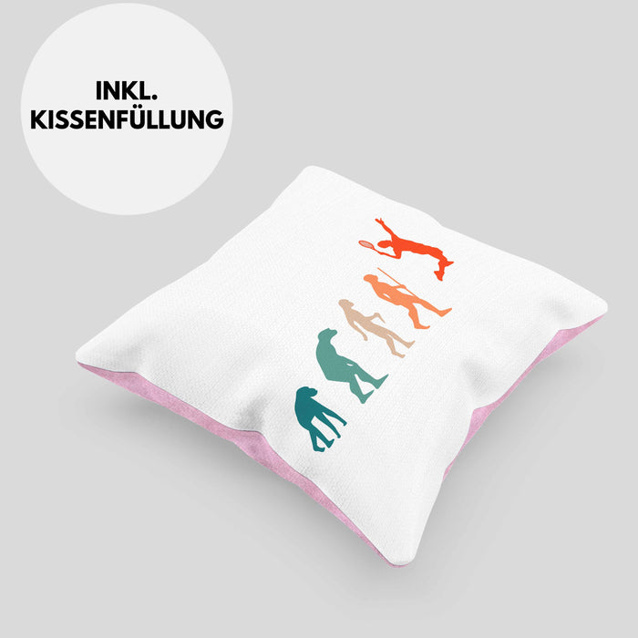 Lustige Badminton Kissen mit Füllung 40x40 Geschenk für Badmintonspieler Badminton Lehrer Coach Trainer Geschenkidee Evolution (Grau) Rosa Trendation