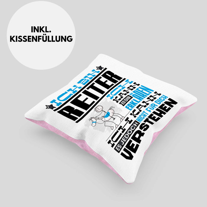 Reiter Geschenk Kaffee-Kissen mit Füllung 40x40 Geschenkidee für Reiter Ich Bin Reiter Ich Kann Es Dir Erklären Jedoch Nicht Für Dich Verstehen Spruch Lustig (Grau) Rosa Trendation