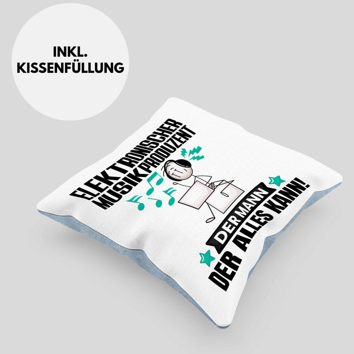 ElektronischerMusikproduzent Kissen mit Füllung 40x40 Geschenk für ElektronischerMusikproduzent Der Mann Der Alles Kann Geschenkidee zum Geburtstag (Grau) Blau Trendation