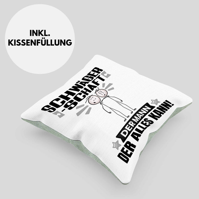 Schwägerschaft Kissen mit Füllung 40x40 Geschenk für Schwägerschaft Der Mann Der Alles Kann Geschenkidee zum Geburtstag (Grau) Grün Trendation