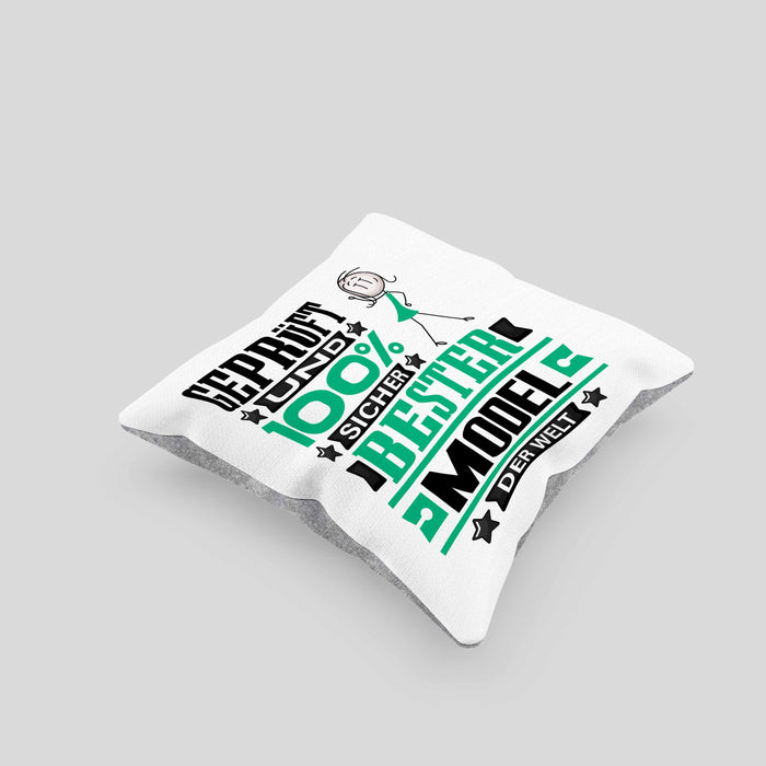 Model Geschenk Lustiger Spruch für Model Geschenkidee Bester Model Der WeltKissen mit Füllung 40x40 (Grau) Grau Trendation