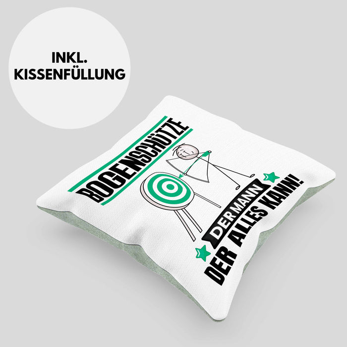 Bogenschütze Kissen mit Füllung 40x40 Geschenk für Bogenschütze Der Mann Der Alles Kann Geschenkidee zum Geburtstag (Grau) Grün Trendation