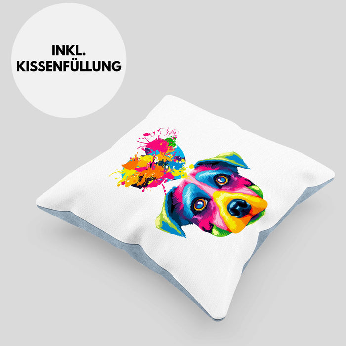 Jack Russell Herz Farbe Besitzer Kissen mit Füllung 40x40 Geschenk Lustiger Spruch Geschenkidee Jack Russell Liebhaber (Grau) Blau Trendation