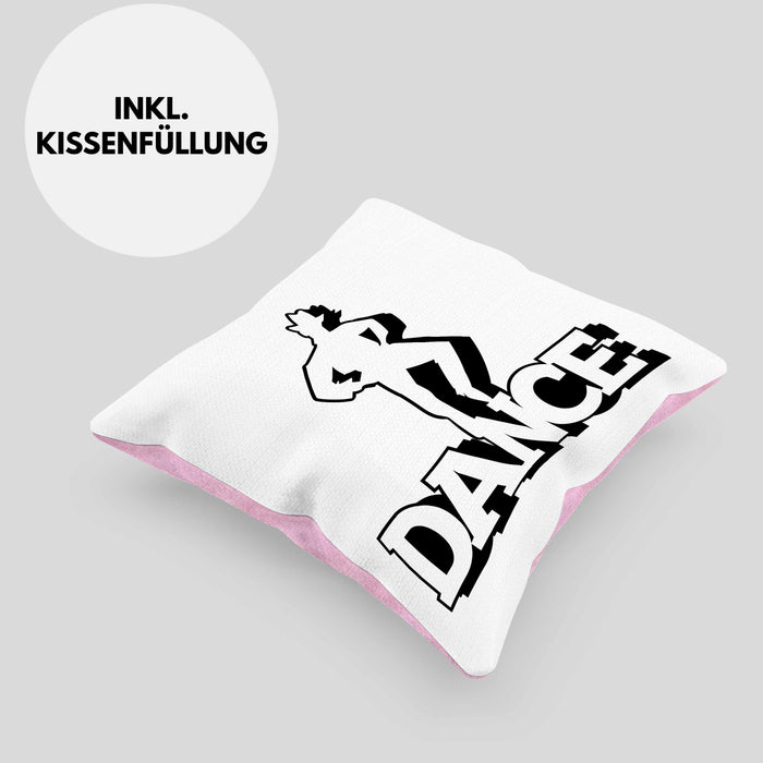 Lustige Tänzer Kissen mit Füllung 40x40 Geschenk für Tänzer und Tänzerinnen "Dance" (Grau) Rosa Trendation