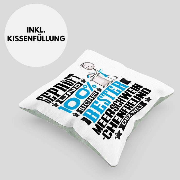 Meerschweinchenfreund Geschenk Lustiger Spruch für Meerschweinchenfreund Geschenkidee Bester Meerschweinchenfreund Der WeltKissen mit Füllung 40x40 (Grau) Grün Trendation