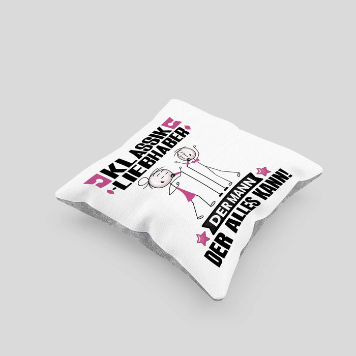 Klassikliebhaber Kissen mit Füllung 40x40 Geschenk für Klassikliebhaber Der Mann Der Alles Kann Geschenkidee zum Geburtstag (Grau) Grau Trendation