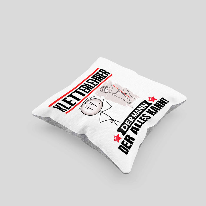 Kletterlehrer Kissen mit Füllung 40x40 Geschenk für Kletterlehrer Der Mann Der Alles Kann Geschenkidee zum Geburtstag (Grau) Grau Trendation