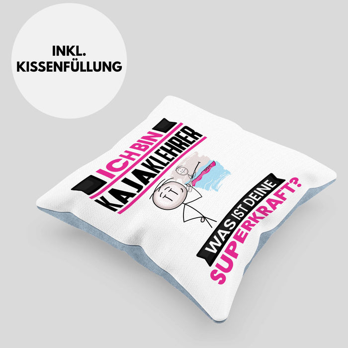 Kajaklehrer Kissen mit Füllung 40x40 Geschenk für Kajaklehrer Geburtstag Lustiger Spruch Was Ist Deine Superkraft (Grau) Blau Trendation