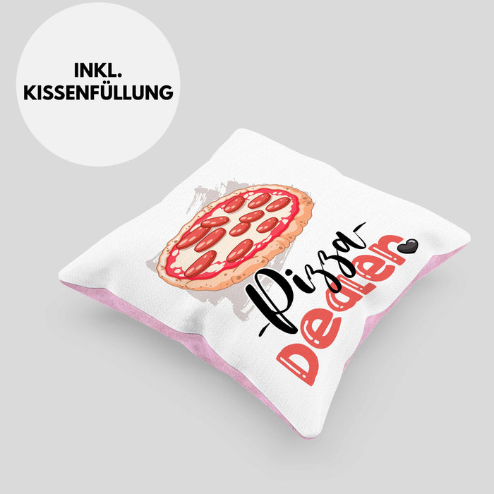 Pizza Dealer Kissen mit Füllung 40x40 Geschenk für Pizzabäcker Geburtstag Spruch Geschenkidee Beste Pizza Der welt (Grau) Rosa Trendation