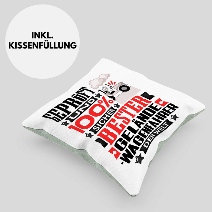 Geländewagenfahrer Geschenk Lustiger Spruch für Geländewagenfahrer Geschenkidee Bester Geländewagenfahrer Der WeltKissen mit Füllung 40x40 (Grau) Grün Trendation