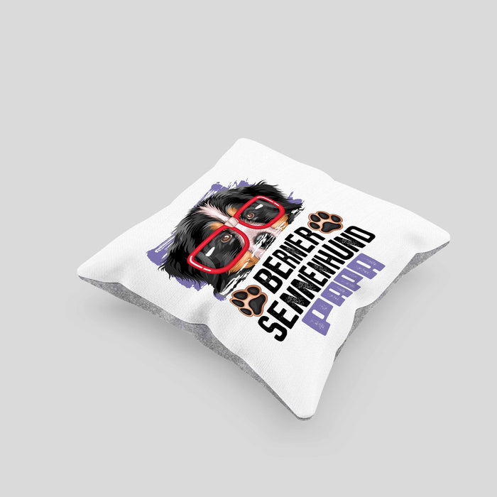 Berner Sennen Papa Besitzer Kissen mit Füllung 40x40 Geschenk Lustiger Spruch Geschenkidee Berner Sennen Liebhaber (Grau) Grau Trendation