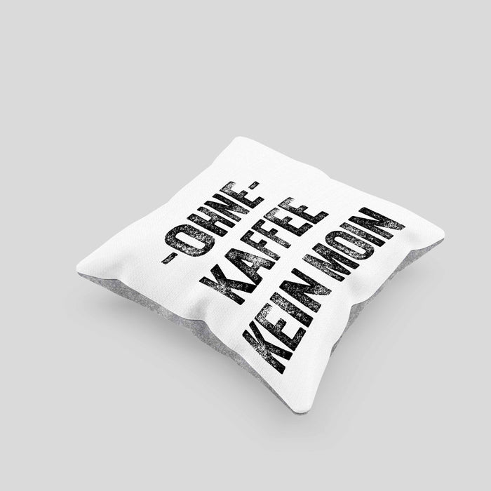 Lustige Kissen mit Füllung 40x40 Kaffeegenießer Geschenk Ohne Kaffee Kein Moin Geschenk Kaffeeliebhaber (Grau) Grau Trendation