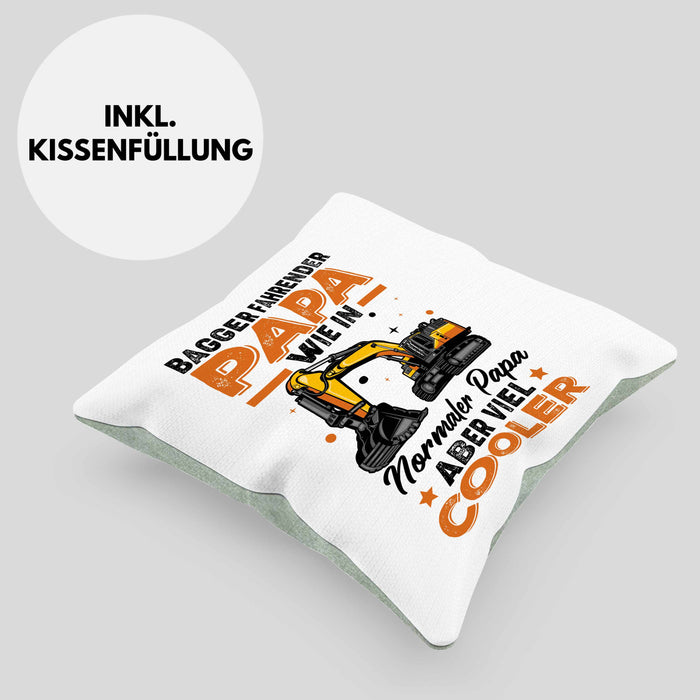 Baggerfahrer Papa Kissen mit Füllung 40x40 Geschenk Baggerfahrender Papa Wie Ein Normaler Papa Aber Viel Cooler Geschenkidee Vatertag Baustelle (Grau) Grün Trendation